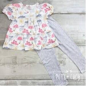 Pete + Lucy Rain Rain Go Away 2 pc outfit size 6/6x